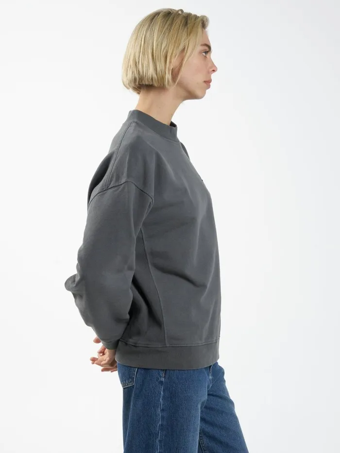 Womens Arts And Industrial Oversize Crew Merch Black Thrills Sweaters and Fleece