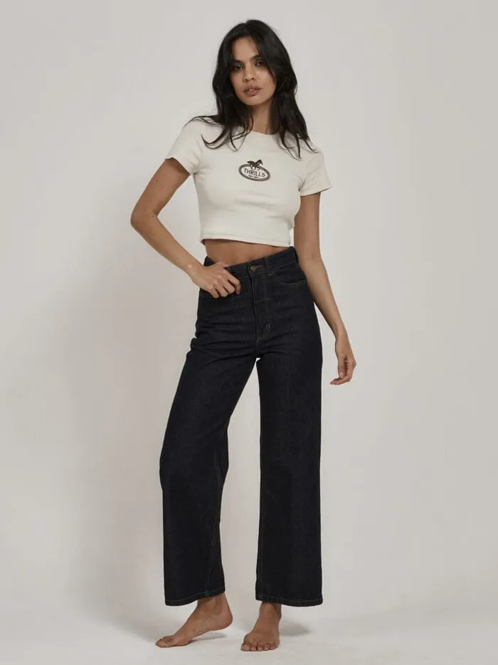 Womens Chariot Oval Baby Tee Heritage White Thrills Tops and Tees