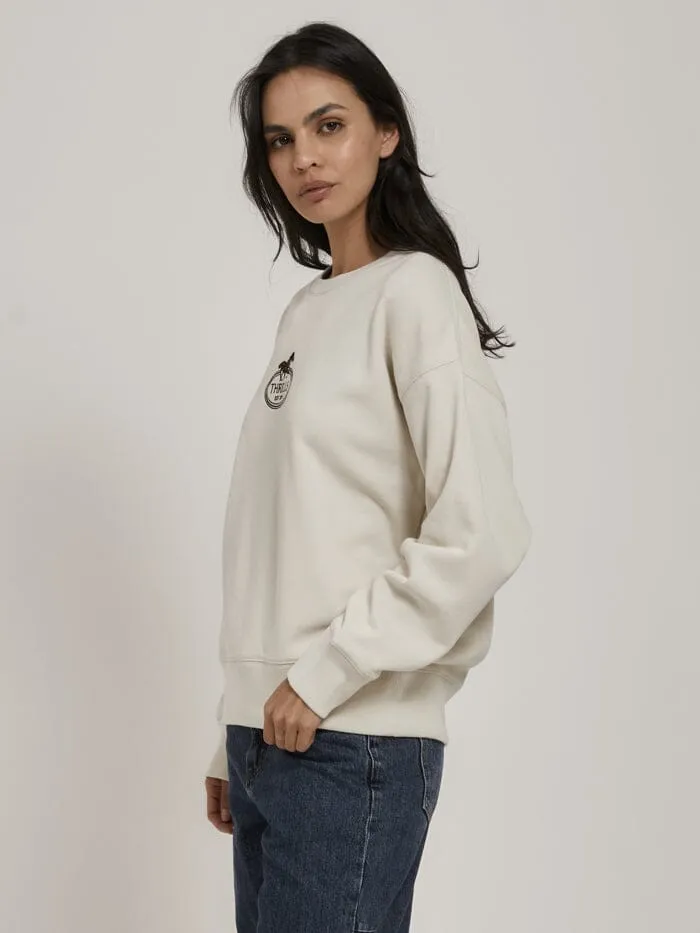 Womens Chariot Oval Slouch Crew Heritage White Thrills Sweaters and Fleece