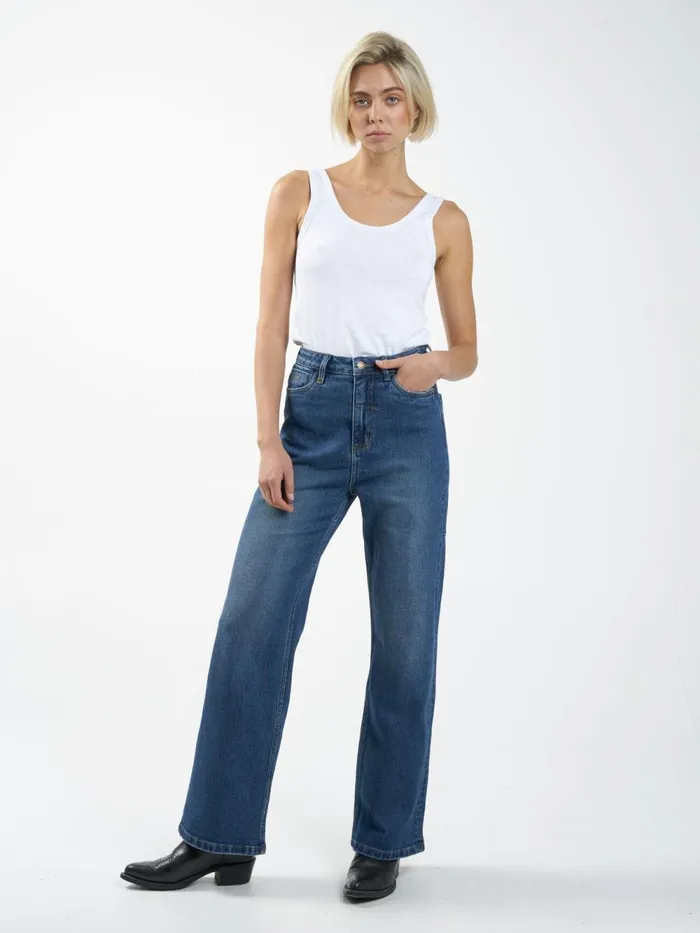 Womens Cherry Jean Roadhouse Blue Thrills High Waisted Jeans