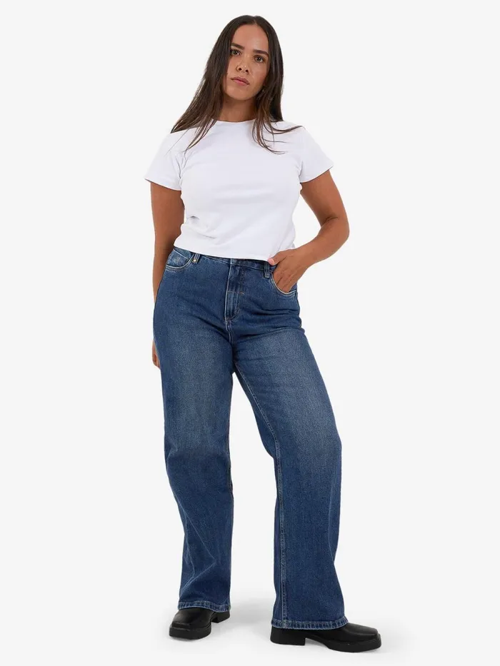 Womens Cherry Jean Roadhouse Blue Thrills High Waisted Jeans