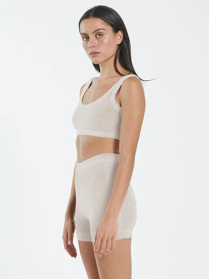 Womens Claire Knitted Crop Top Unbleached Thrills Tops and Tees