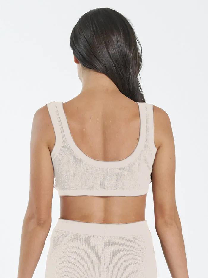 Womens Claire Knitted Crop Top Unbleached Thrills Tops and Tees