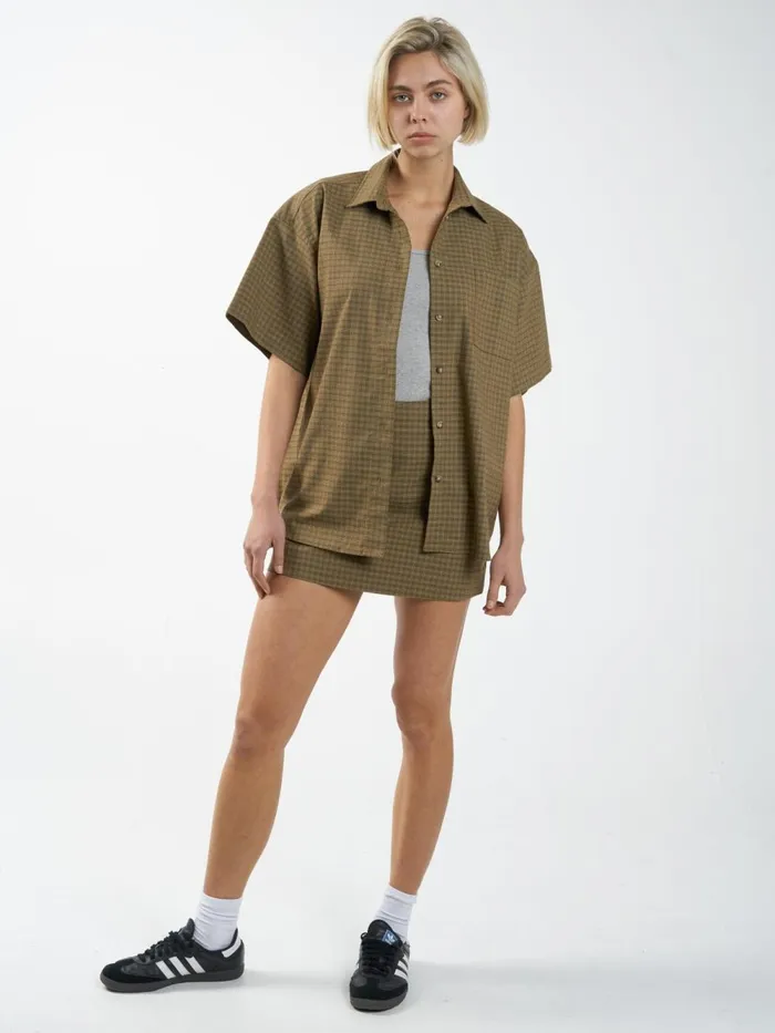 Womens Dawson Plaid Skirt Mustard Gold Thrills Skirts