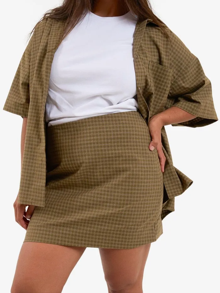 Womens Dawson Plaid Skirt Mustard Gold Thrills Skirts