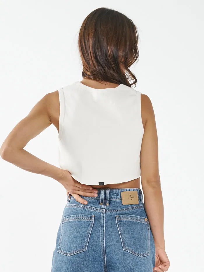 Womens Deluxe Super Crop Tank Unbleached Thrills Tops and Tees