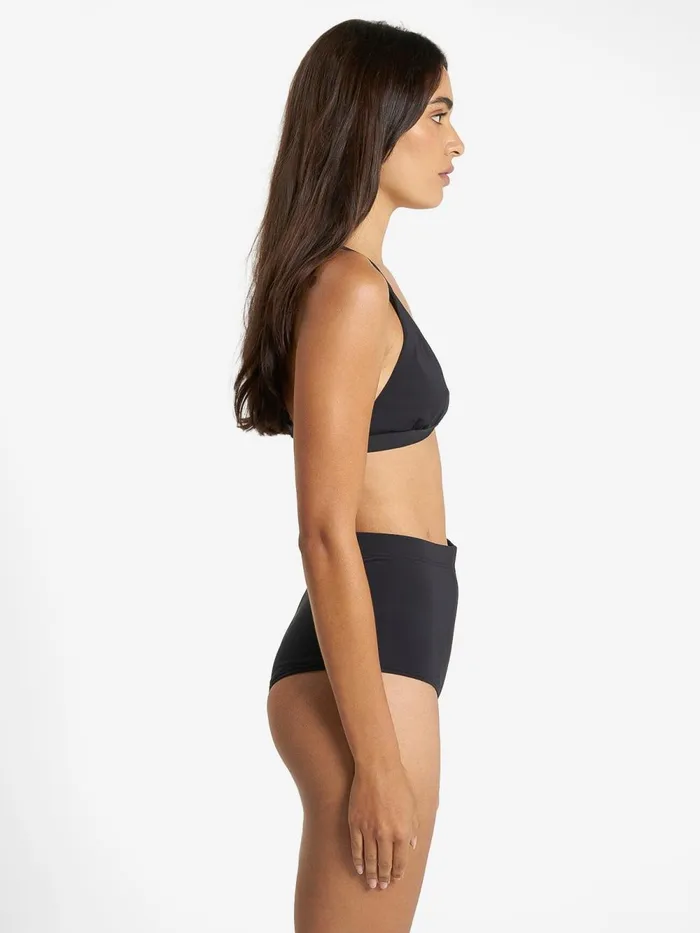 Womens Elongated Tri Bikini Top Black Thrills Swim