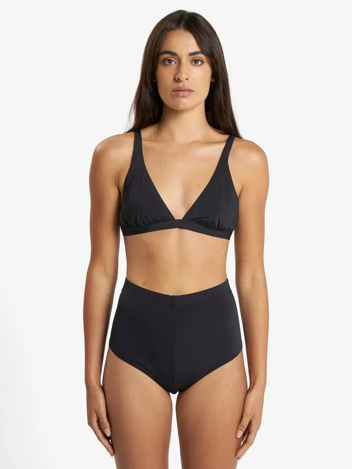 Womens Elongated Tri Bikini Top Black Thrills Swim