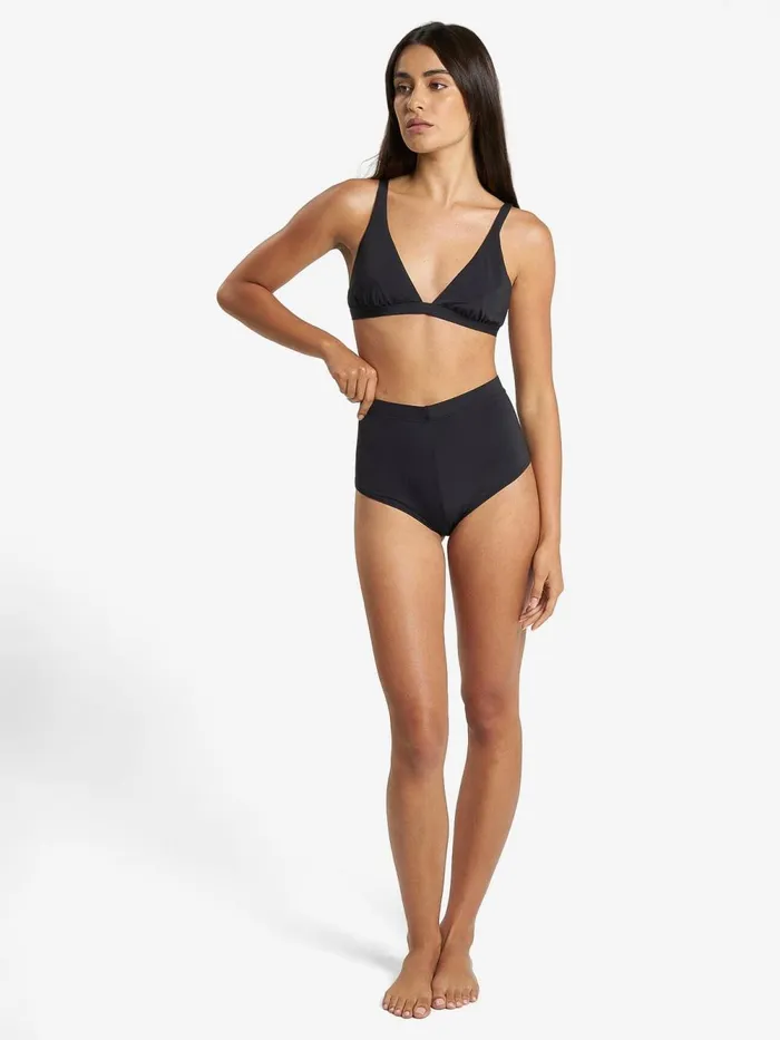 Womens Elongated Tri Bikini Top Black Thrills Swim