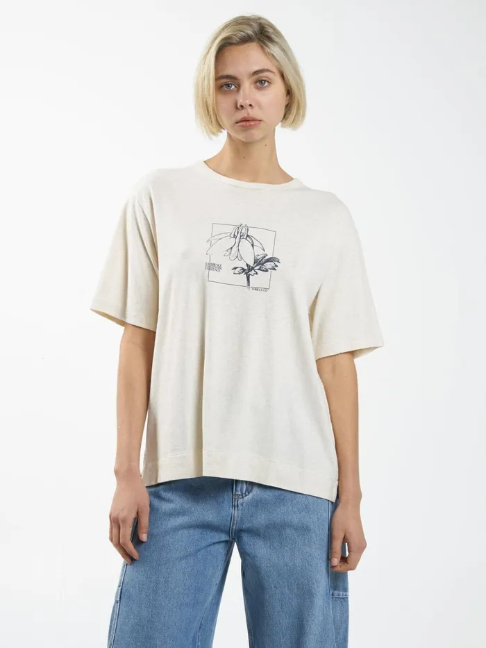 Womens Experience Hemp Box Tee Unbleached Thrills Tops and Tees