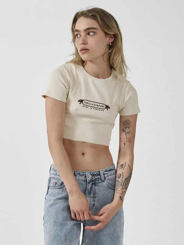 Womens Foundation Baby Crop Tee Unbleached Thrills Tops and Tees