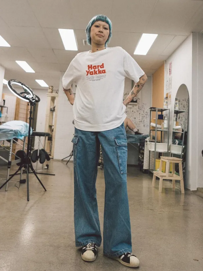 Womens Hard Yakka X Low Union Baggy Drill Blue Thrills Pants