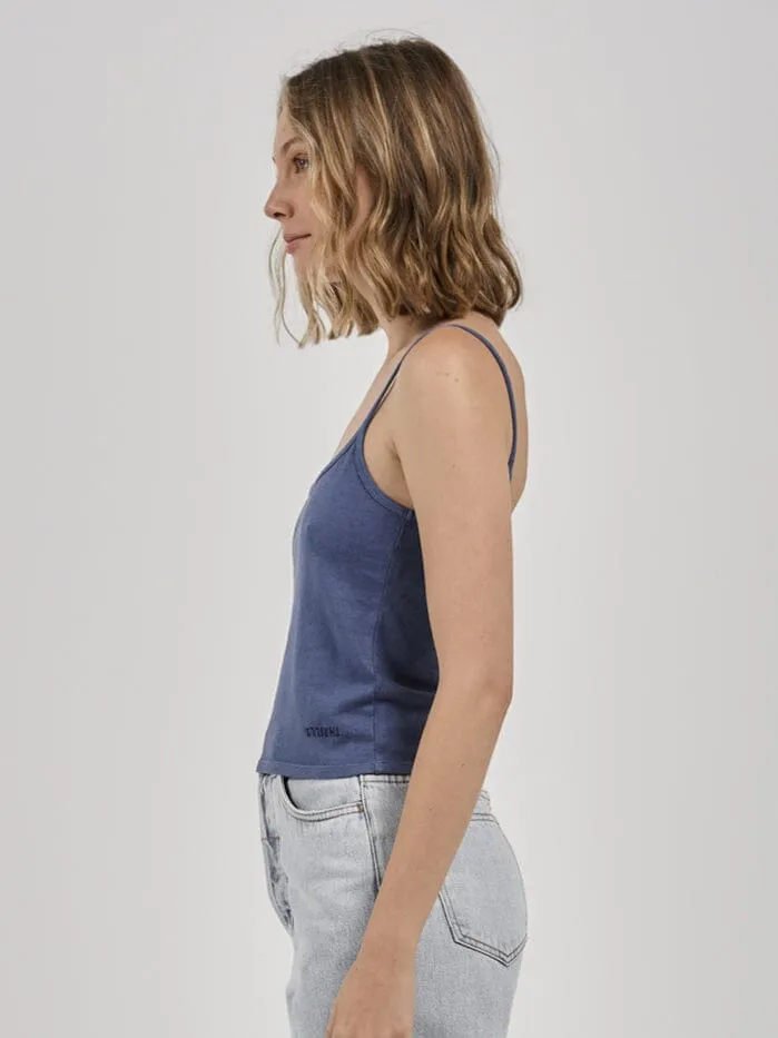 Womens Hemp Bound Tank Botanical Blue Thrills Tops and Tees