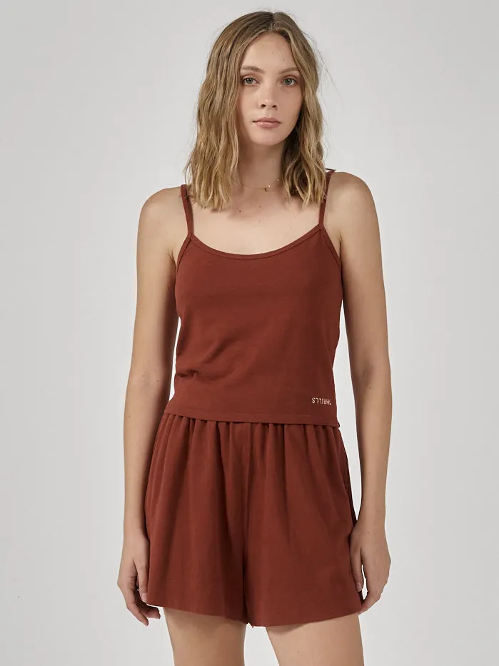 Womens Hemp Bound Tank Burnt Henna Thrills Tops and Tees