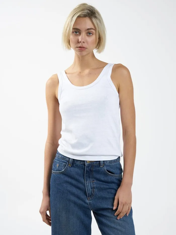 Womens Hemp Classic Tank White Thrills Tops and Tees