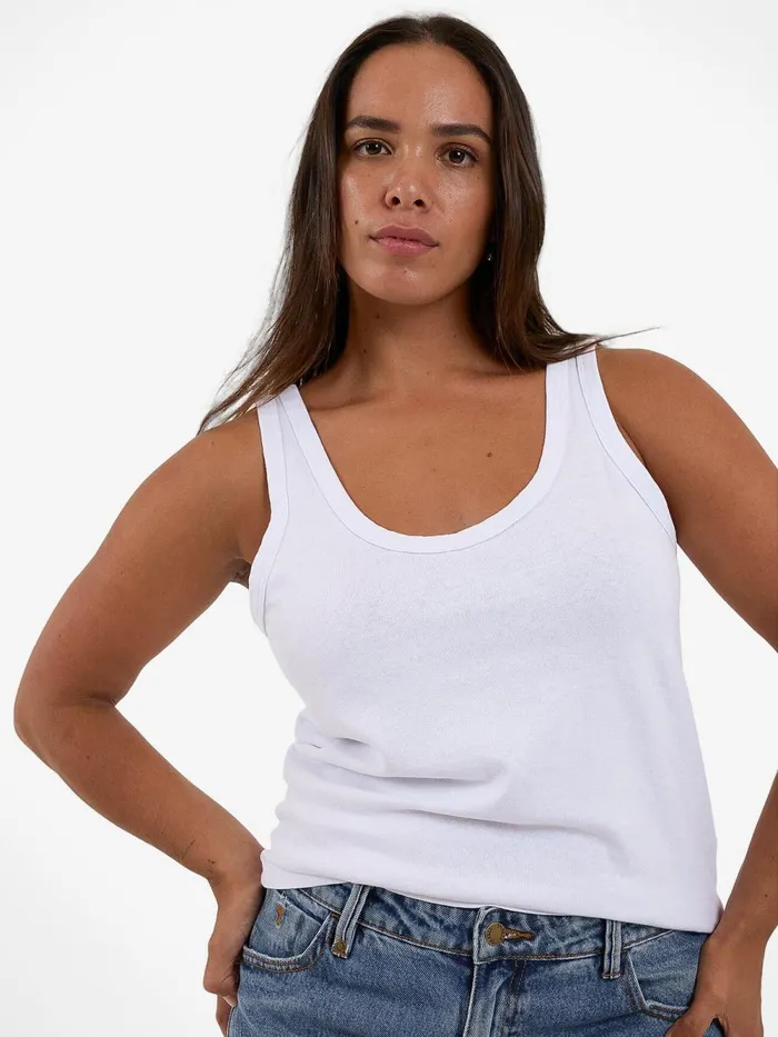 Womens Hemp Classic Tank White Thrills Tops and Tees