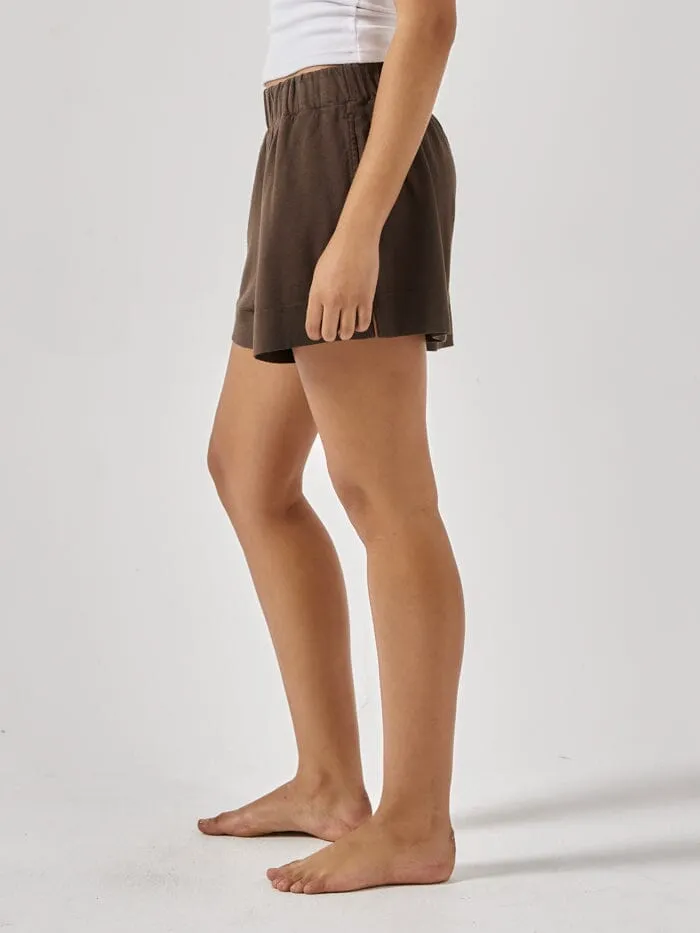Womens Hemp Mid Rise Short Postal Brown Thrills Shorts