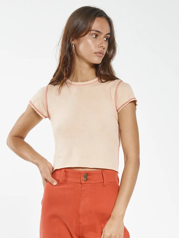 Womens Inverse Hemp Micro Tee Apricot Thrills Tops and Tees