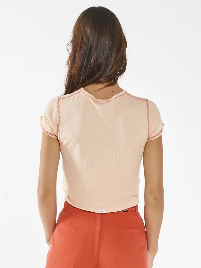 Womens Inverse Hemp Micro Tee Apricot Thrills Tops and Tees