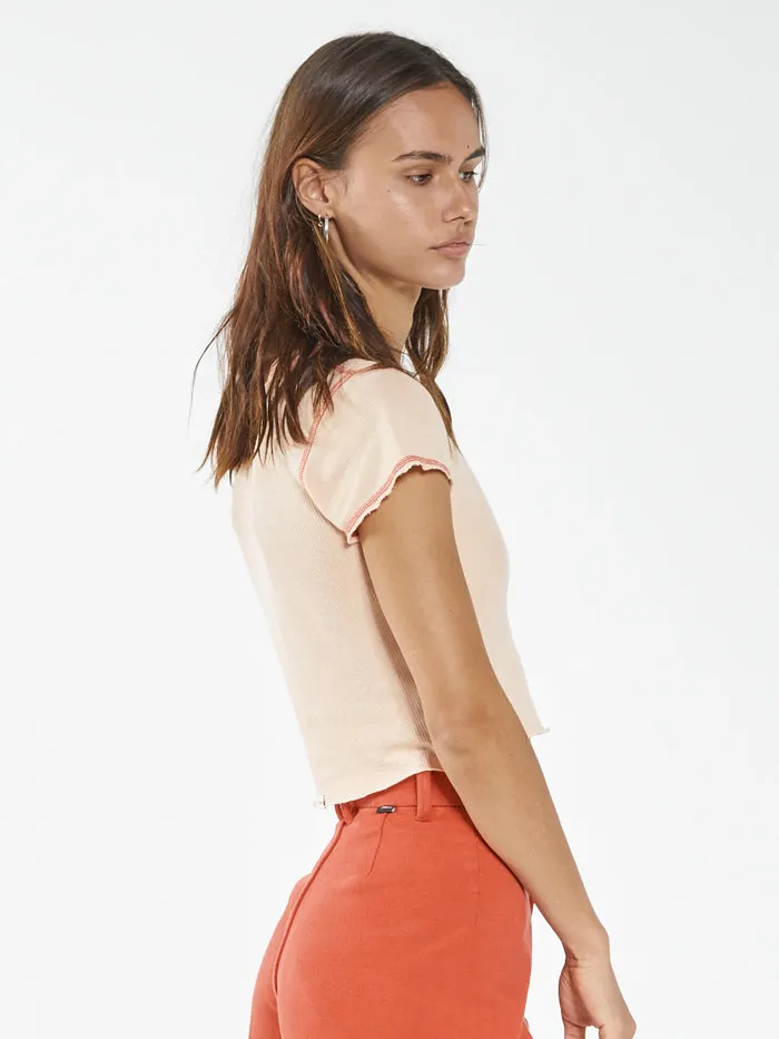 Womens Inverse Hemp Micro Tee Apricot Thrills Tops and Tees
