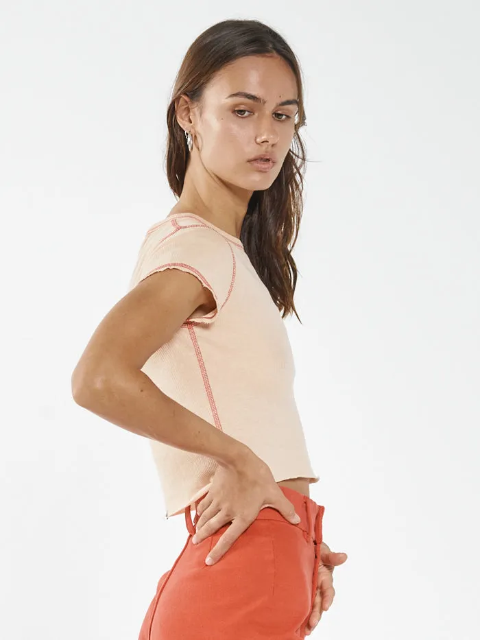 Womens Inverse Hemp Micro Tee Apricot Thrills Tops and Tees