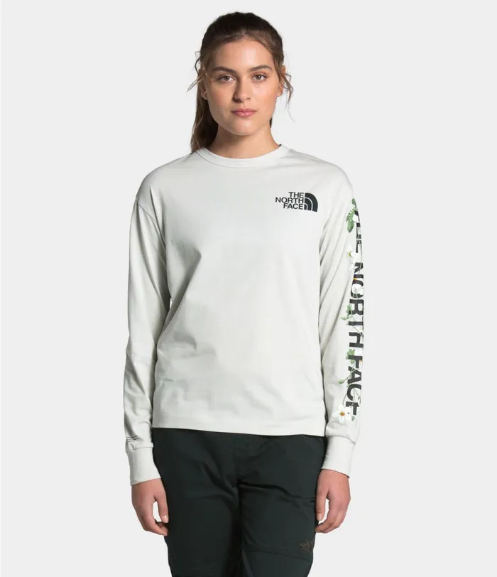 Womens Long Sleeve Himalayan Bottle Source Tee Light Tin Grey The North Face TShirts