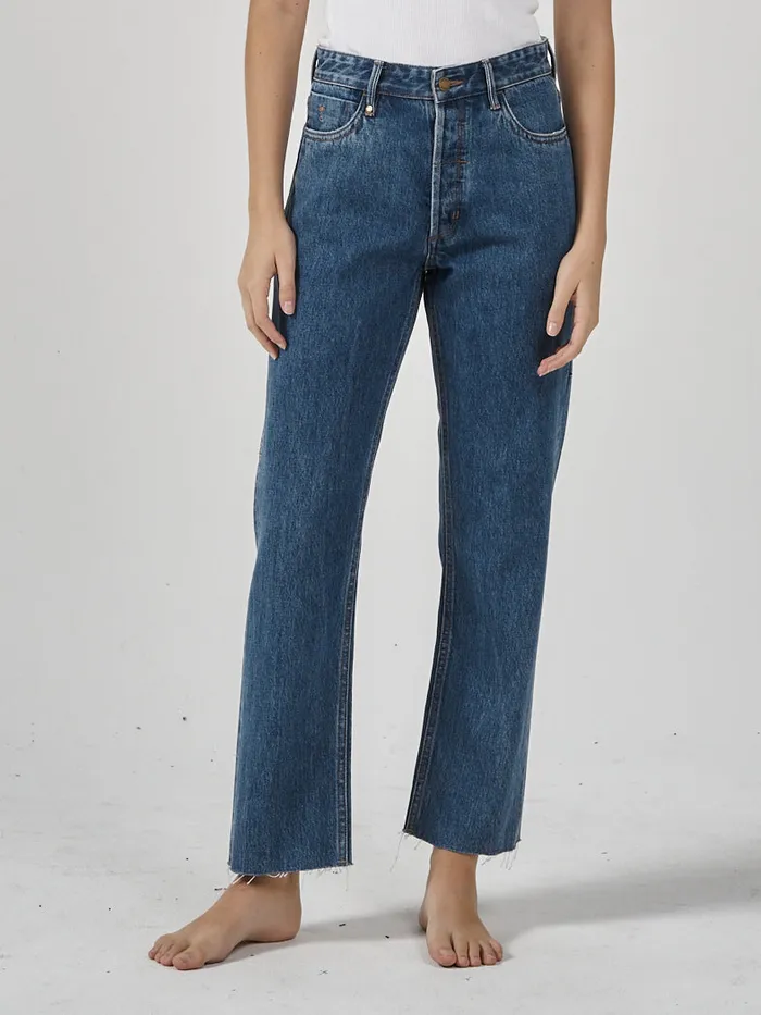 Womens Paige Mid Rise Jean Highway Blue Thrills High Waisted Jeans