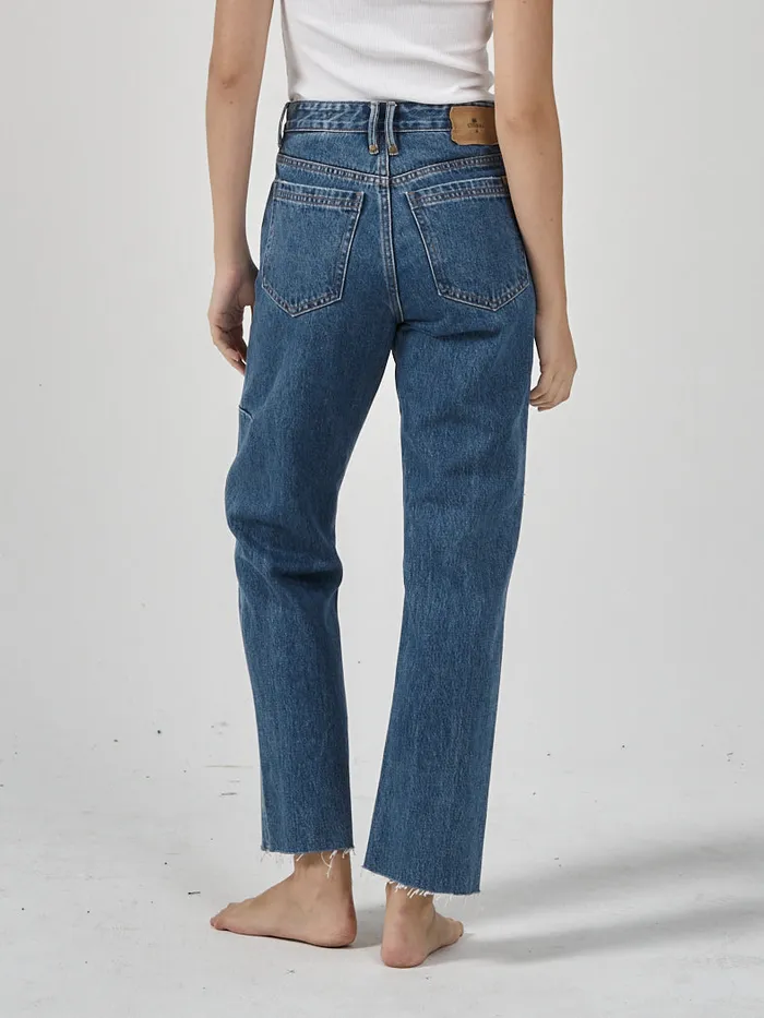 Womens Paige Mid Rise Jean Highway Blue Thrills High Waisted Jeans