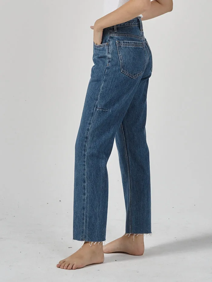 Womens Paige Mid Rise Jean Highway Blue Thrills High Waisted Jeans