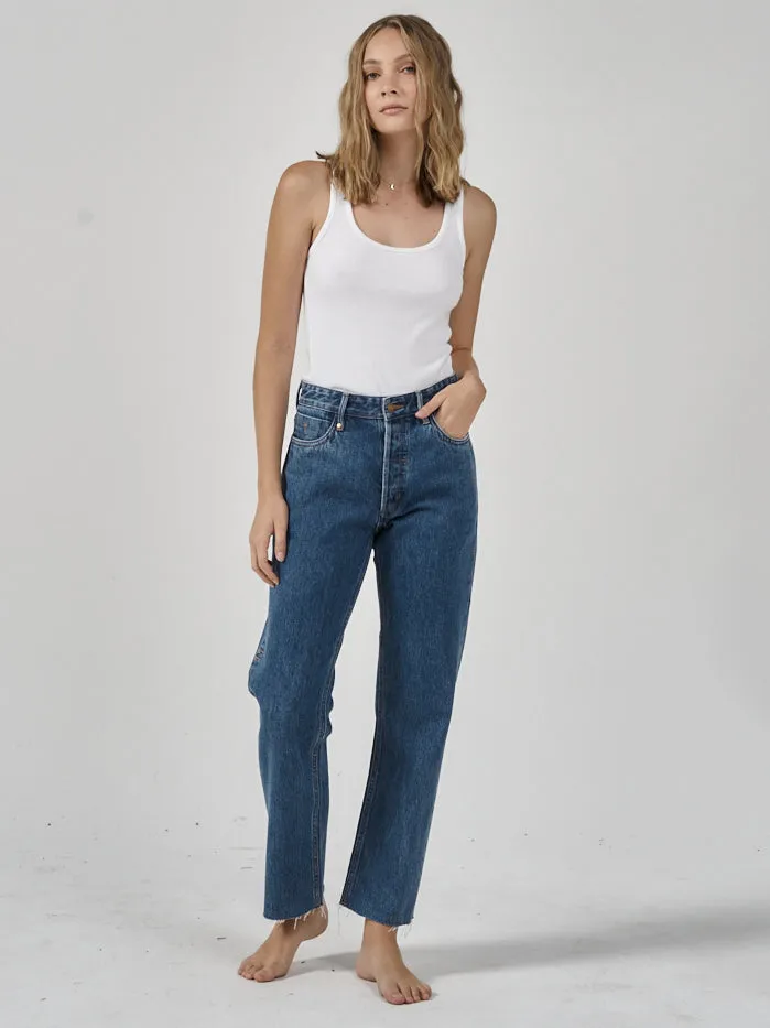 Womens Paige Mid Rise Jean Highway Blue Thrills High Waisted Jeans
