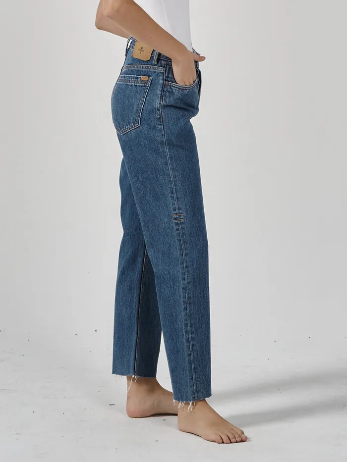 Womens Paige Mid Rise Jean Highway Blue Thrills High Waisted Jeans