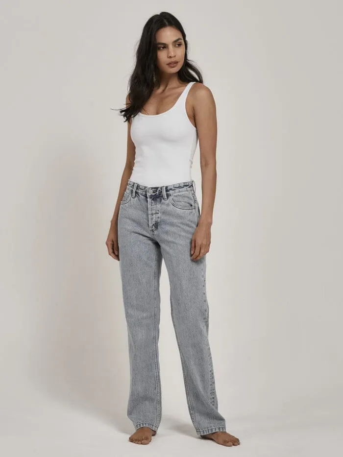 Womens Rachel Mid Straight Jean Garage Blue Thrills Denim