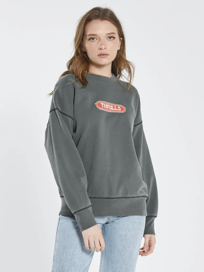 Womens Red Pill Slouch Crew Merch Black Thrills Sweaters and Fleece