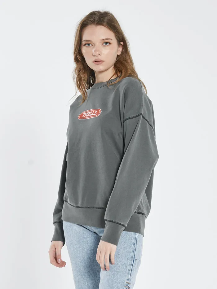 Womens Red Pill Slouch Crew Merch Black Thrills Sweaters and Fleece