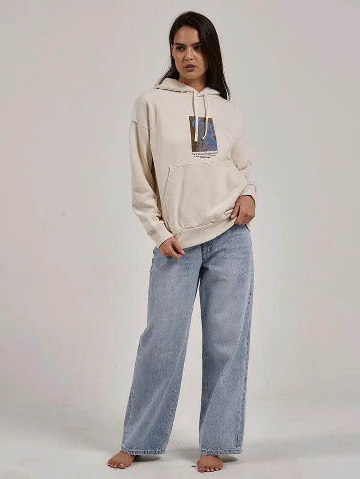 Womens Relaxation Station Fleece Hood Heritage White Thrills Sweaters and Fleece