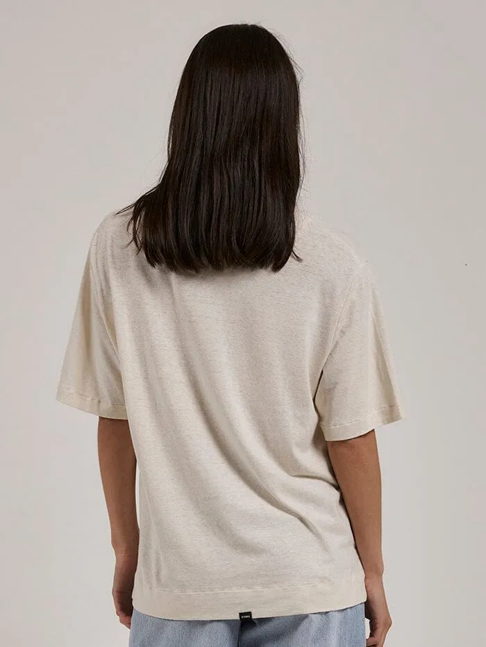 Womens Relaxation Station Hemp Box Tee Heritage White Thrills Tops and Tees