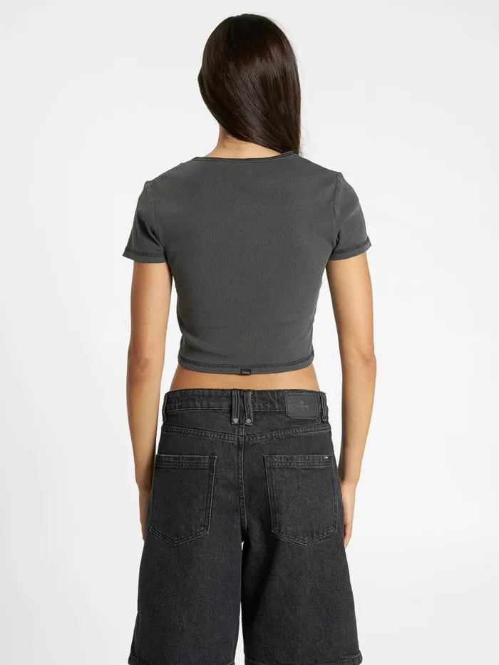 Womens Sessions Baby Tee Merch Black Thrills Tops and Tees