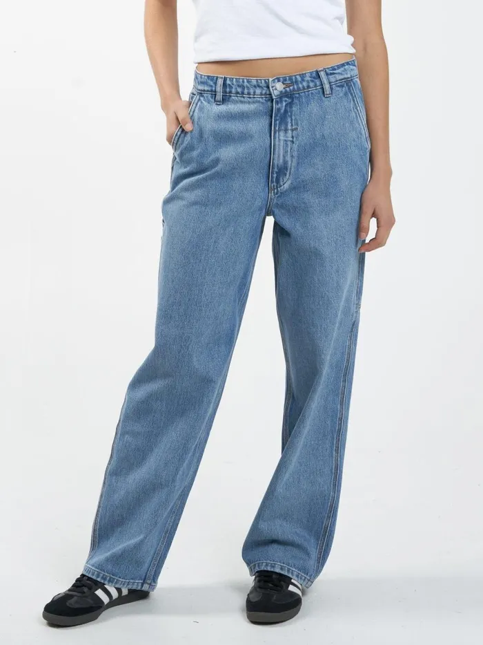 Womens Slouch Carpenter Jean Vintage Timeworn Blue Thrills Denim