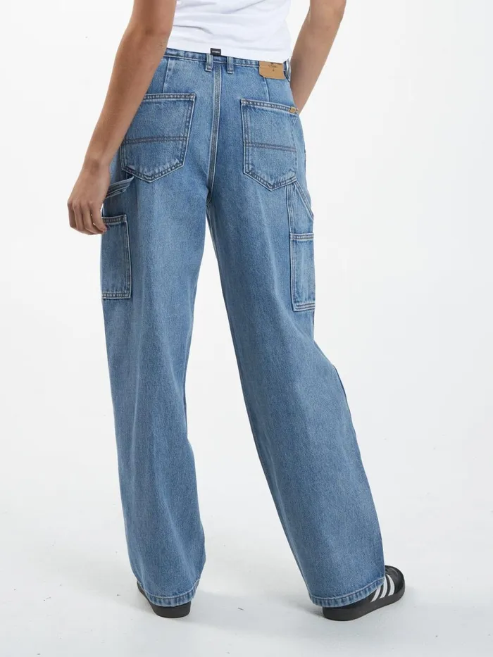 Womens Slouch Carpenter Jean Vintage Timeworn Blue Thrills Denim