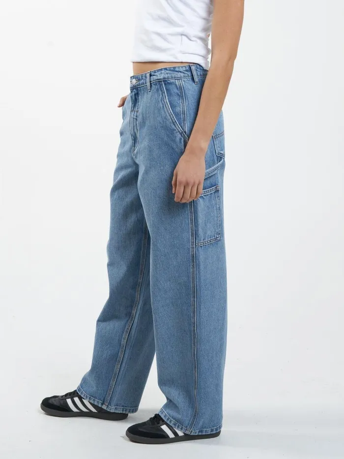 Womens Slouch Carpenter Jean Vintage Timeworn Blue Thrills Denim