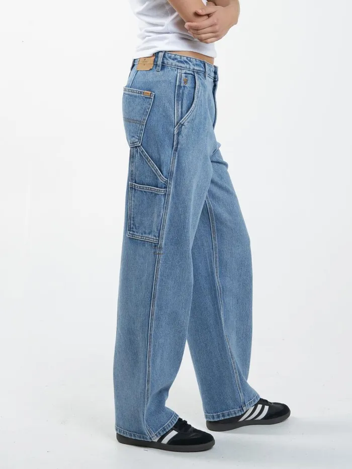 Womens Slouch Carpenter Jean Vintage Timeworn Blue Thrills Denim