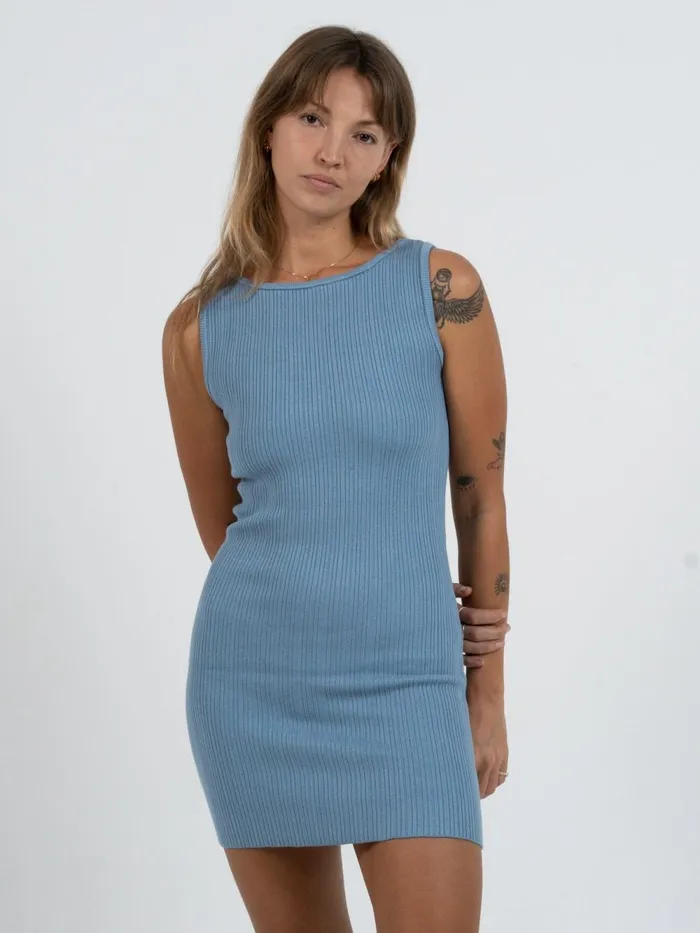 Womens Split Decision Knit Dress Postal Blue Thrills Dresses