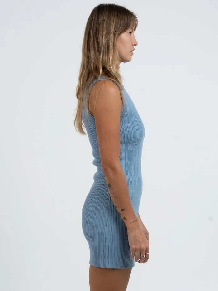 Womens Split Decision Knit Dress Postal Blue Thrills Dresses