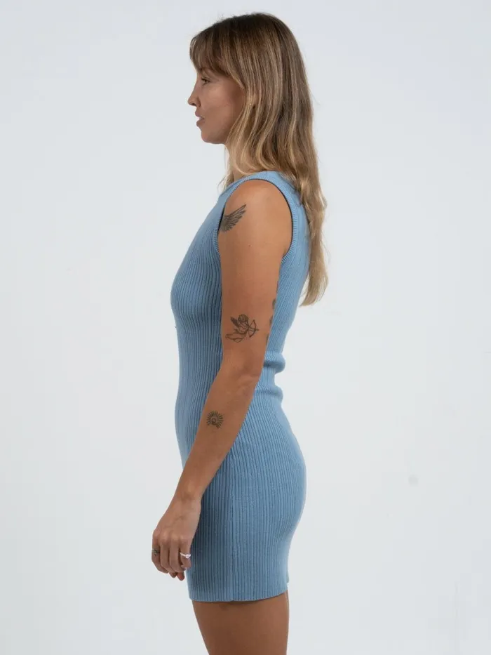 Womens Split Decision Knit Dress Postal Blue Thrills Dresses