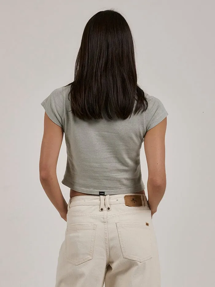 Womens Tempo Hemp Mini Tee Sage Grey Thrills Tops and Tees