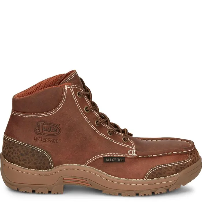 Work Men Justin Boots Corbett 5034 Alloy Toe LaceUp Waterproof Work Boot Barley Brown 040brown041