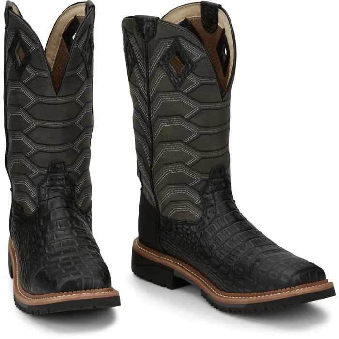 Work Men Justin Boots Derrickman 12034 Composite Toe Waterproof Work Boot Charcoal Croc Print 040black041 Work Men Justin Boots Derrickman 12034 Composite Toe Waterproof Work Boot Charcoal Croc Print 040black041