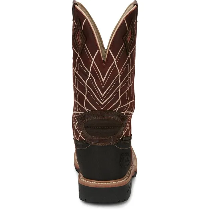 Work Men Justin Boots Derrickman 12034 Waterproof Composite Toe Work Boot Brown Ostrich Print 040brown041