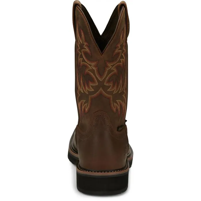 Work Men Justin Boots Driller 11034 Waterproof Steel Toe Work Boot Brown