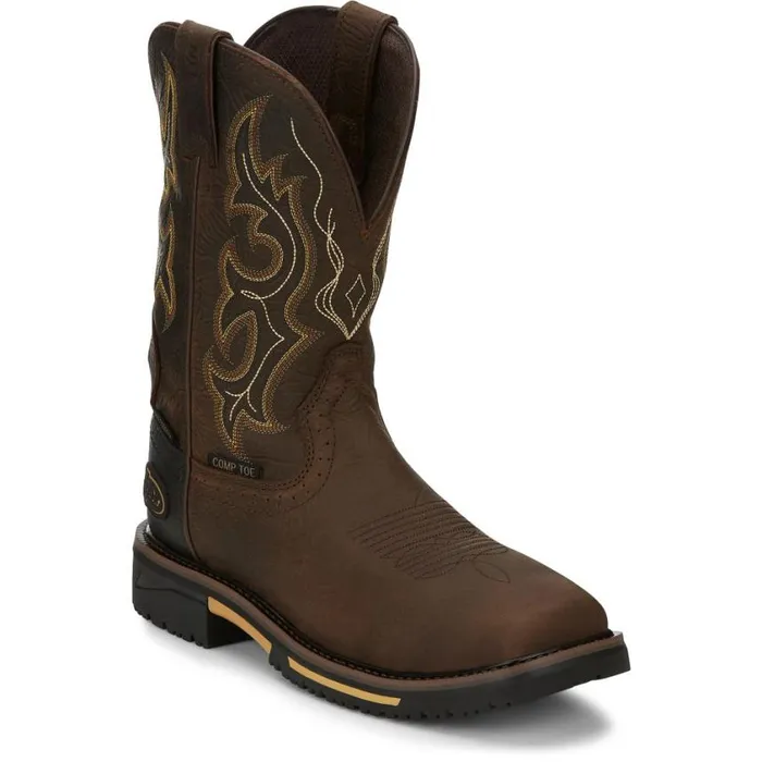 Work Men Justin Boots Joist 11034 Composite Toe Waterproof Work Boot Chocolate Brown 040brown041